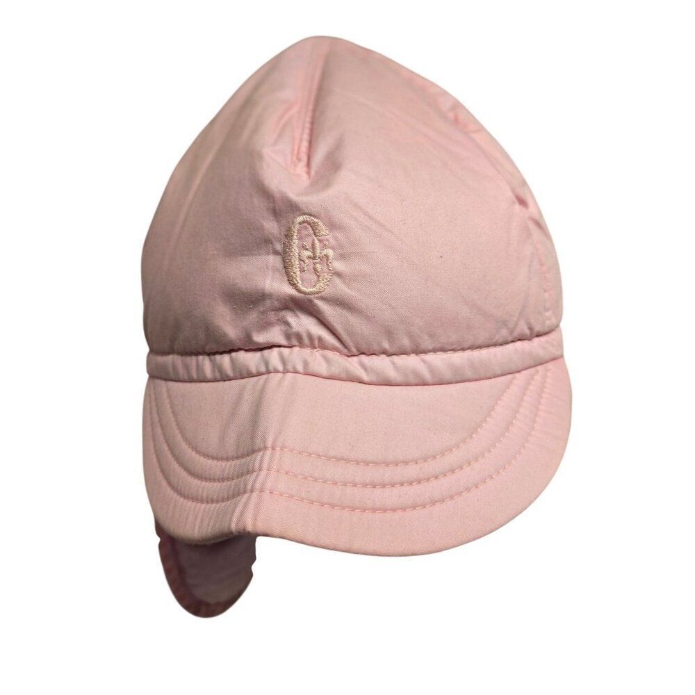 Baby Pink Vero Piumino Infant Winter Hat W/ Ear Flaps & Chin Strap Vintage
